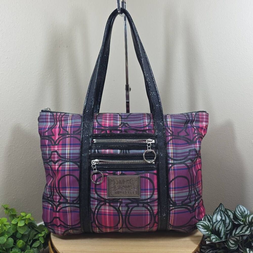 Coach Tartan Plaid Glam Tote